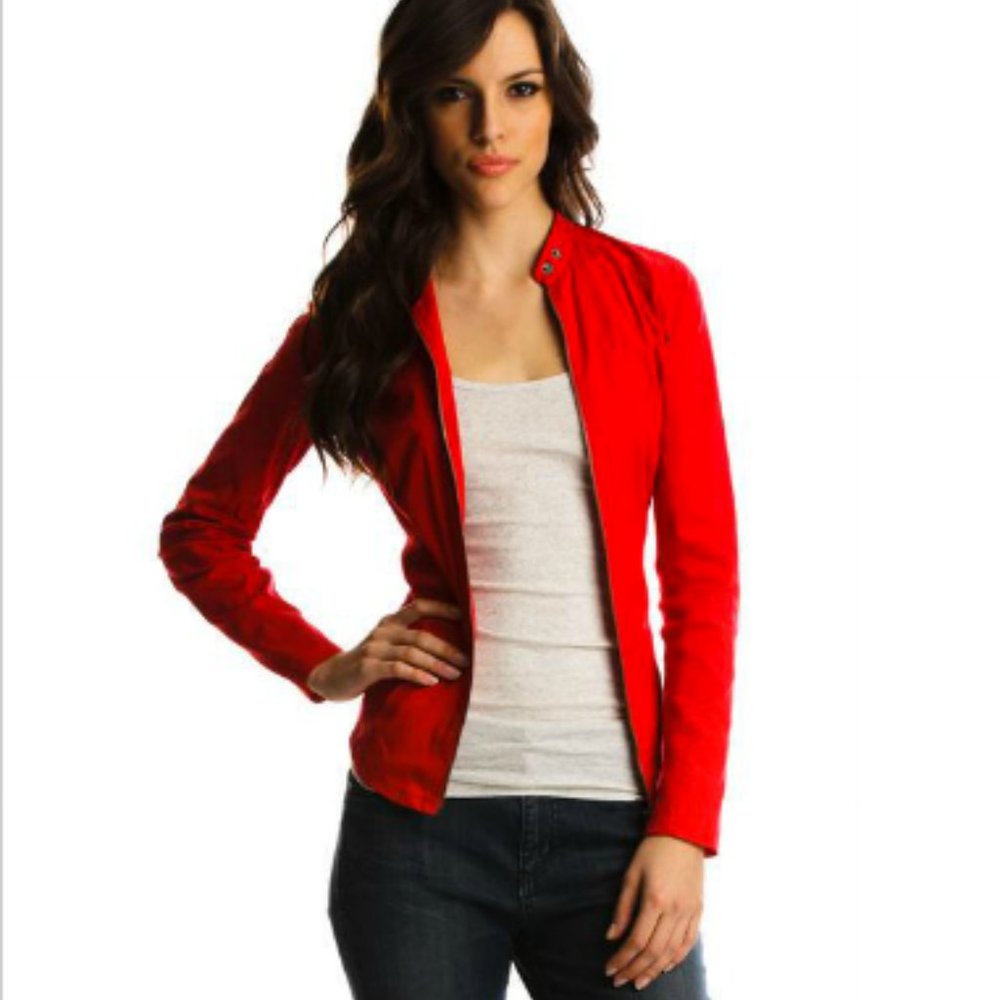 Armani Exchange A/X Classic Moto Shirt black M Red HOT